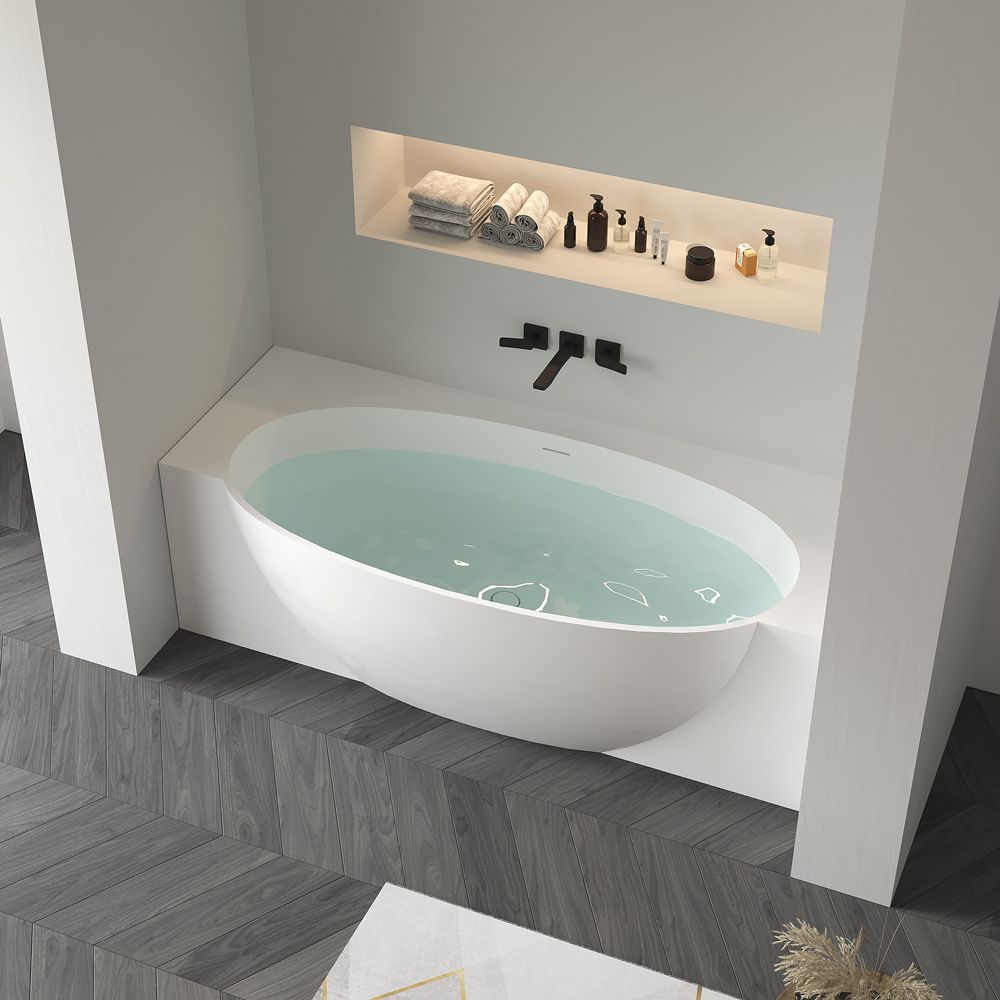 KT-8123 Stone Resin Back to Wall Bath Freestanding Alcove Bathtubs