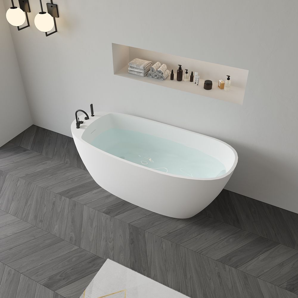 KT-8126 Modern Freestanding Resin Stone Soaking Tub with Shower