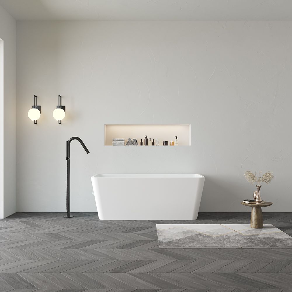 KT-8202 Stone Resin Freestanding Rectangular Soaking Tub