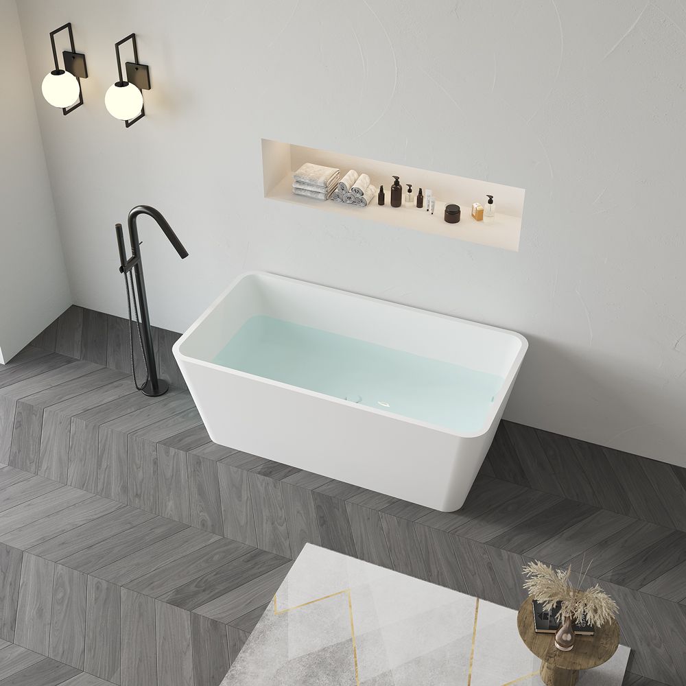 KT-8202 Stone Resin Freestanding Rectangular Soaking Tub