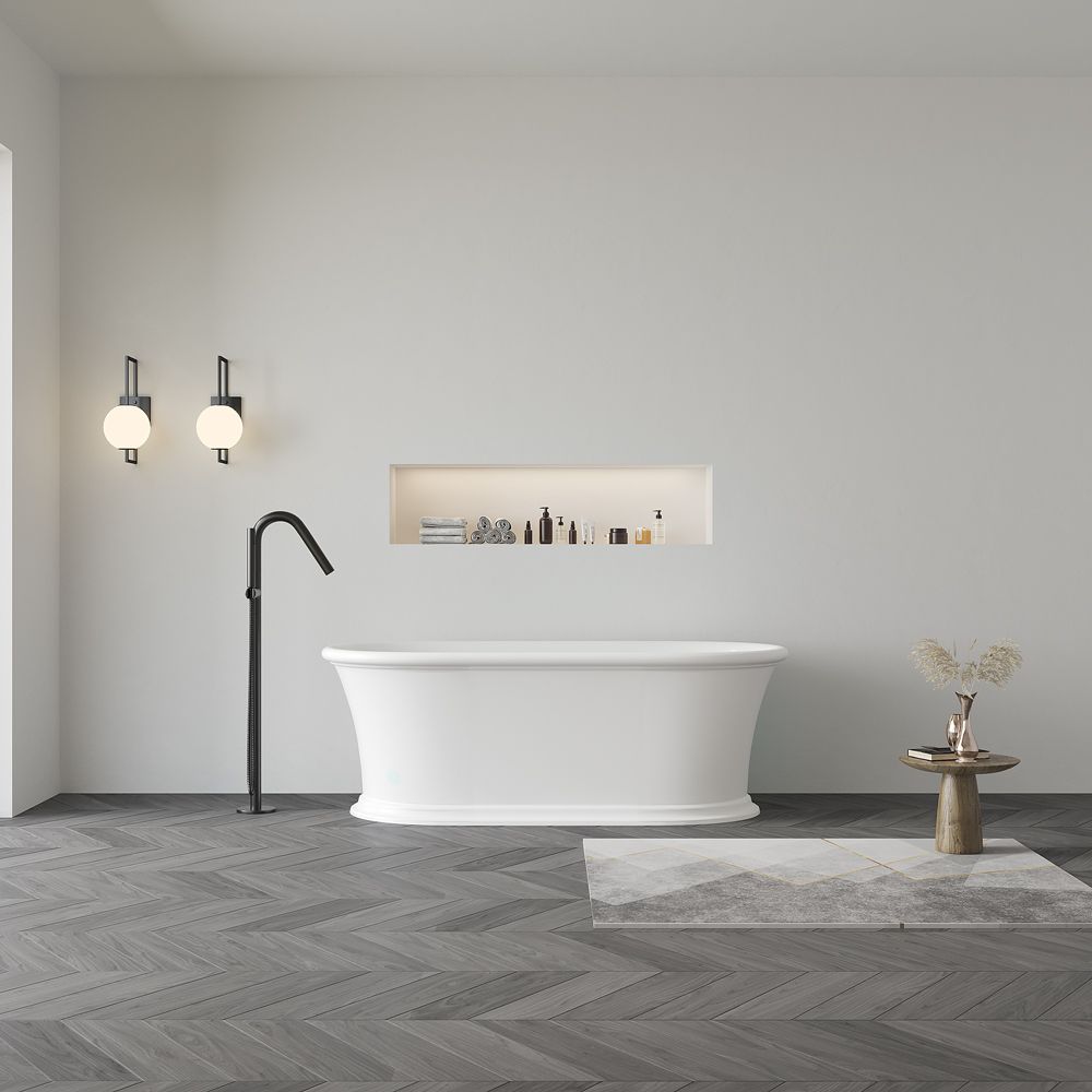 KT-8208 Classical Resin Stone Bathtub Capsule Shape with Curved Edge