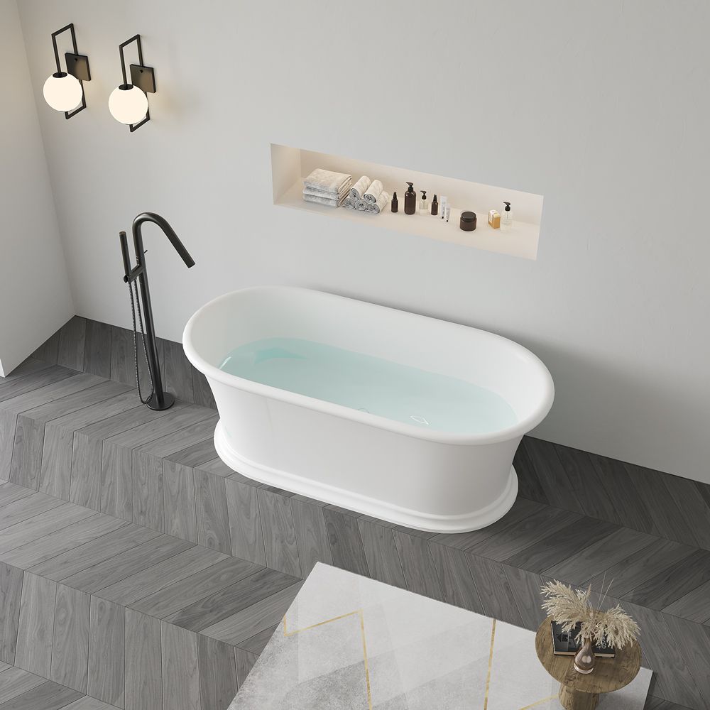 KT-8208 Classical Resin Stone Bathtub Capsule Shape with Curved Edge