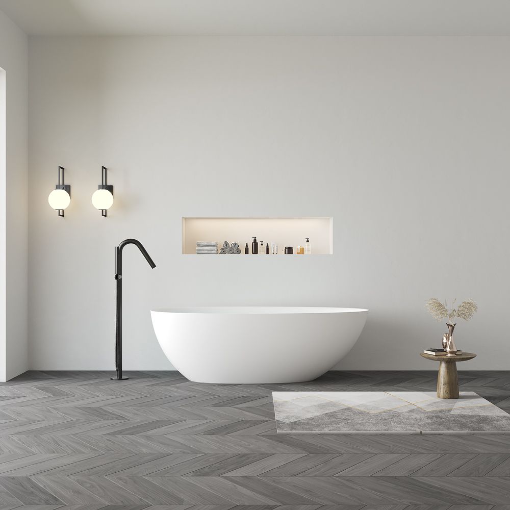 KT-8209 Egg Shape Stone Resin Freestanding Tub With Ledge