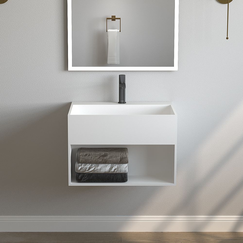 KT-W905 Bathroom Floating Vanity Wall Hung Sink With Storage Space