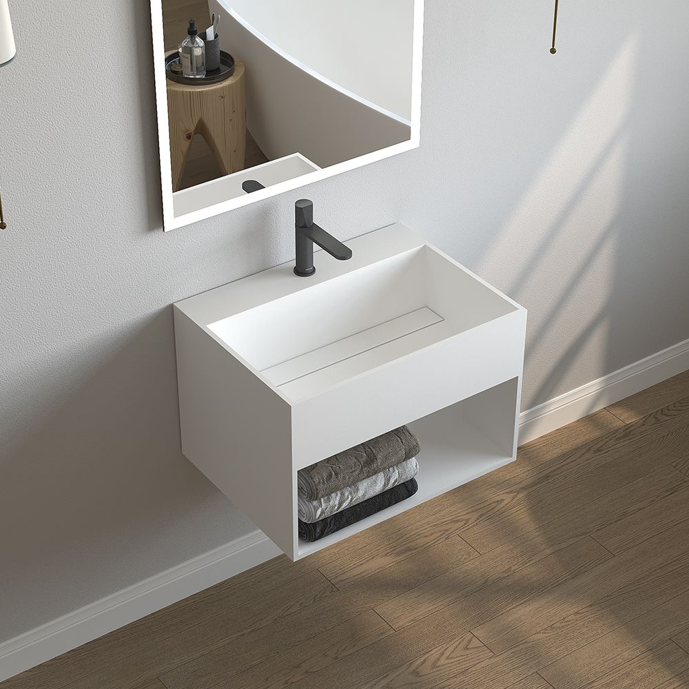 KT-W905 Bathroom Floating Vanity Wall Hung Sink With Storage Space