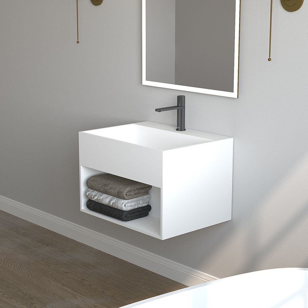 KT-W905 Bathroom Floating Vanity Wall Hung Sink With Storage Space
