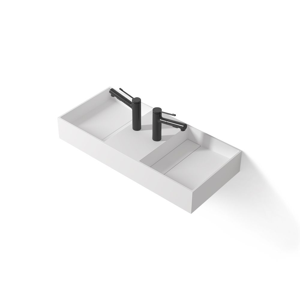 KT-W906 Modern Minimalist Style Wall-Mounted Double Basin Bathroom Sink
