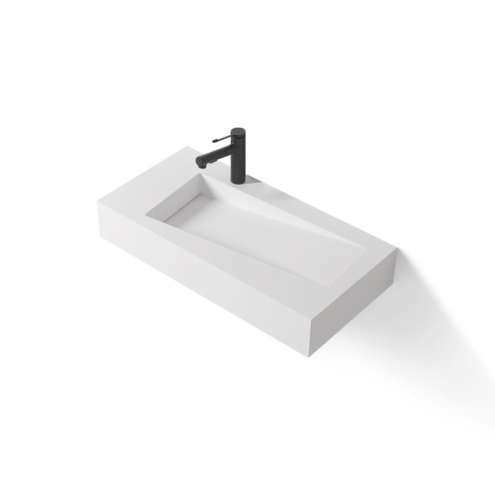 KT-W909 Floating Custom Made Wall Mount Bathroom Sink With Hidden Drain