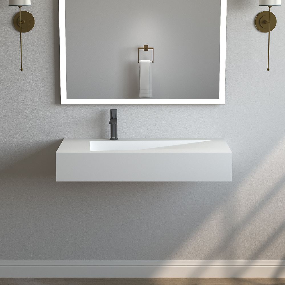 KT-W909 Floating Custom Made Wall Mount Bathroom Sink With Hidden Drain