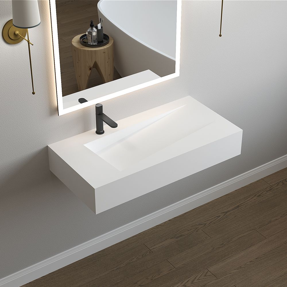 KT-W909 Floating Custom Made Wall Mount Bathroom Sink With Hidden Drain