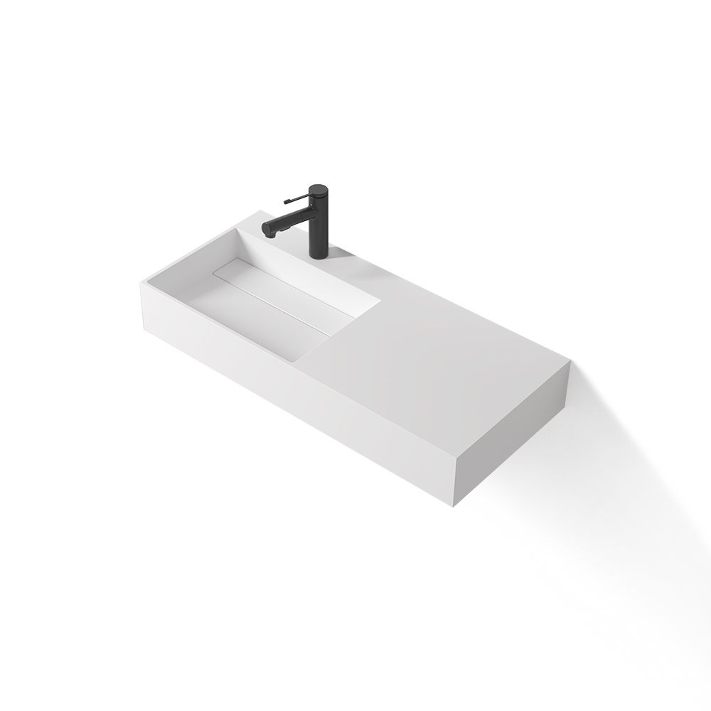 KT-W915 Wall Hung Bathroom Sink With Counter Concealed Plate Drain