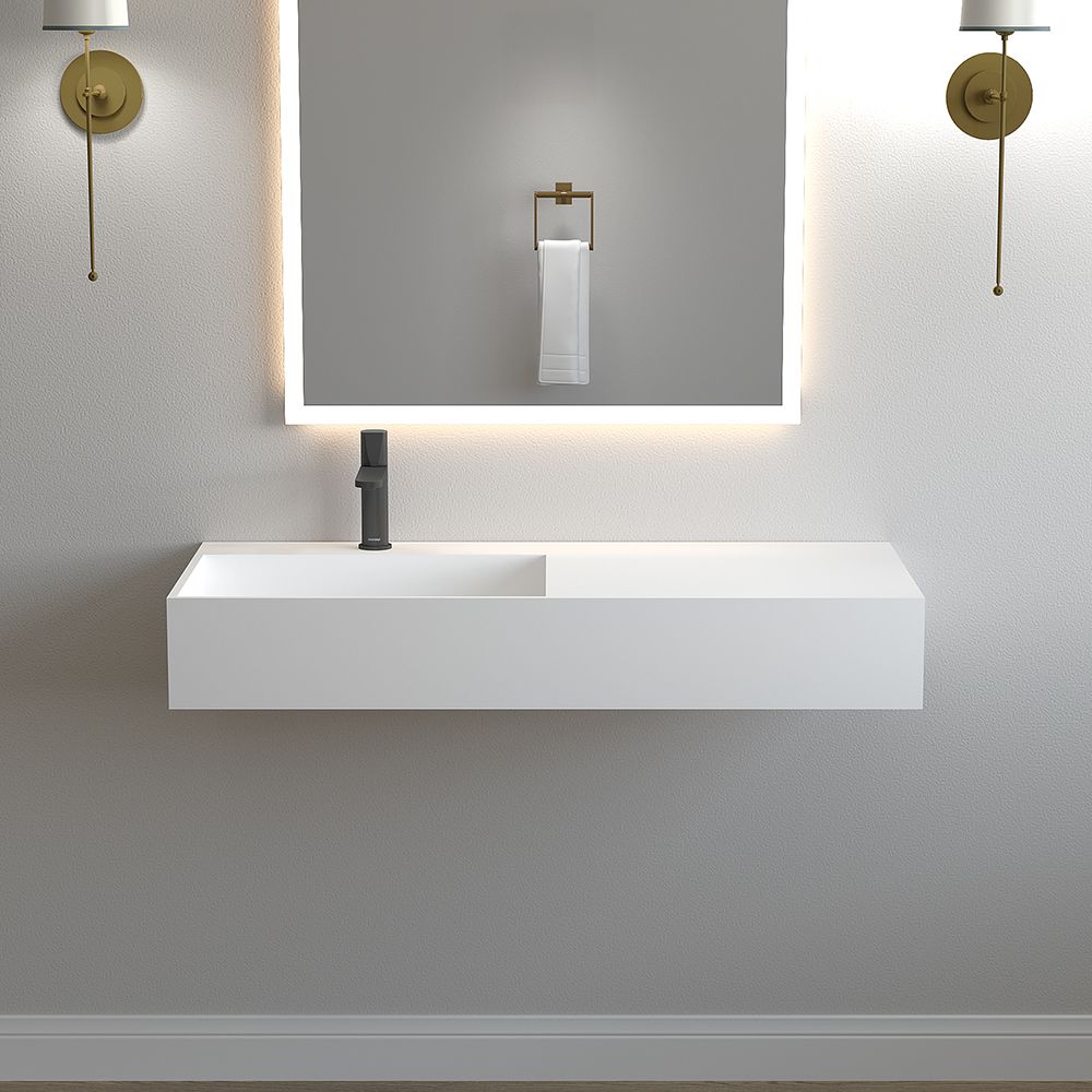 KT-W915 Wall Hung Bathroom Sink With Counter Concealed Plate Drain