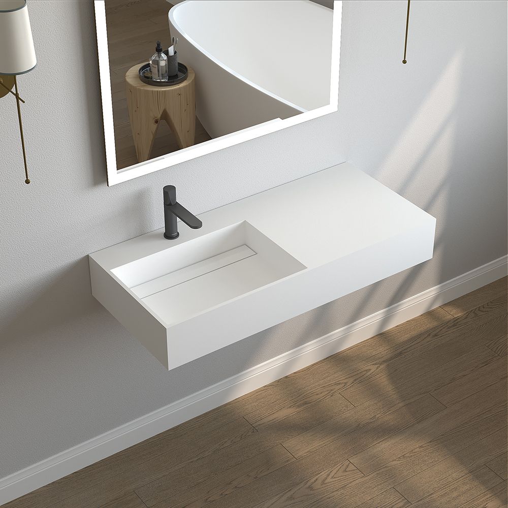 KT-W915 Wall Hung Bathroom Sink With Counter Concealed Plate Drain