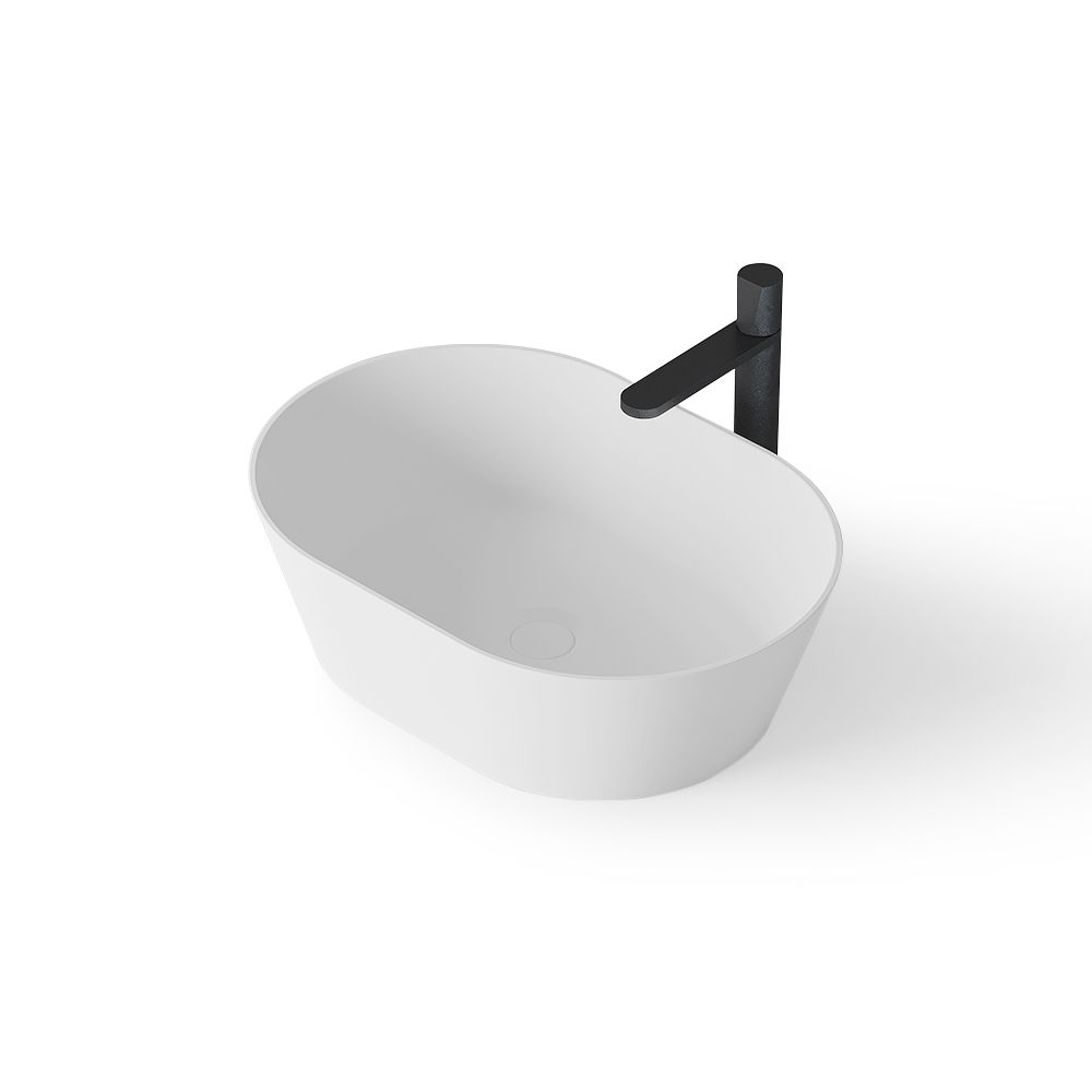 KT-2222 Solid Surface Countertop Sink Matt White Bathroom Wash Basin