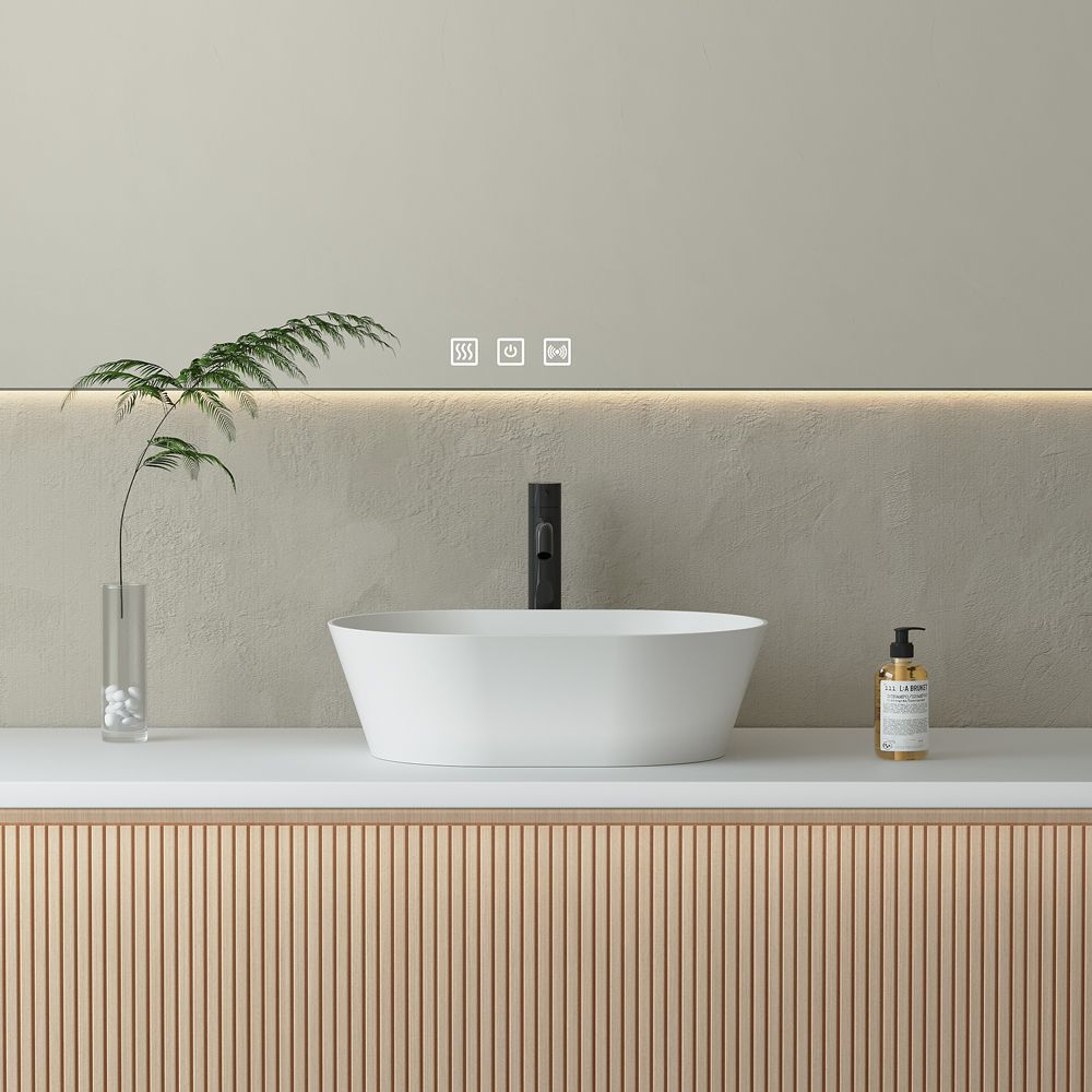 KT-2222 Solid Surface Countertop Sink Matt White Bathroom Wash Basin