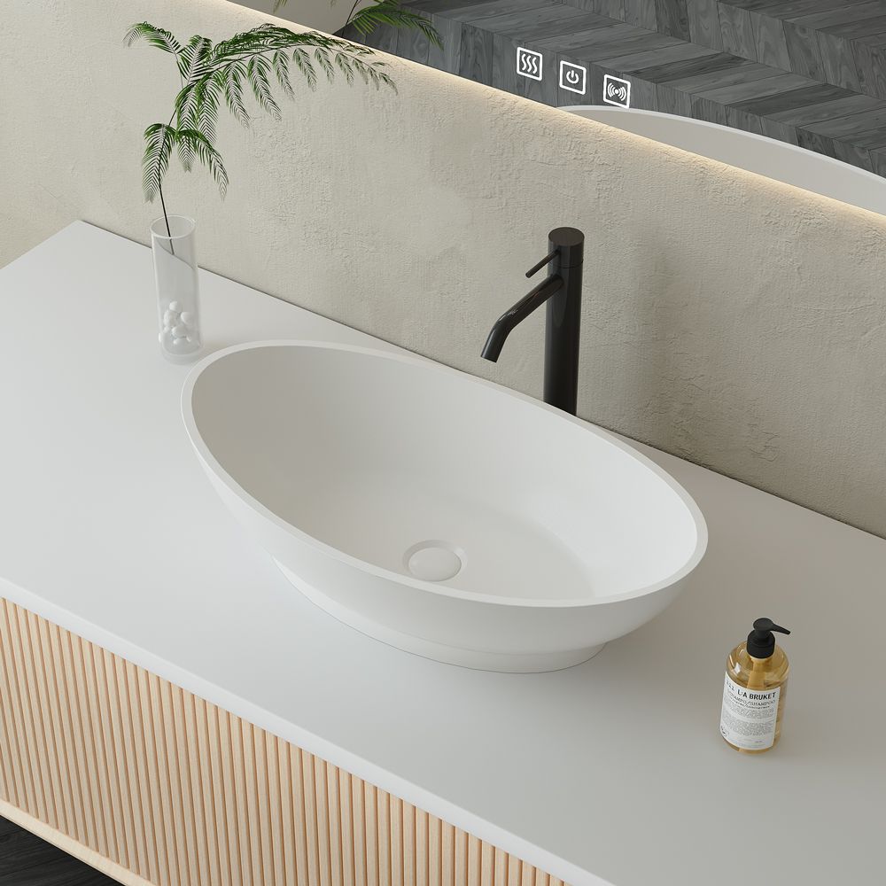 KT-2221 Poly Marble Ingot Shape Countertop Vessel Bowl Sink