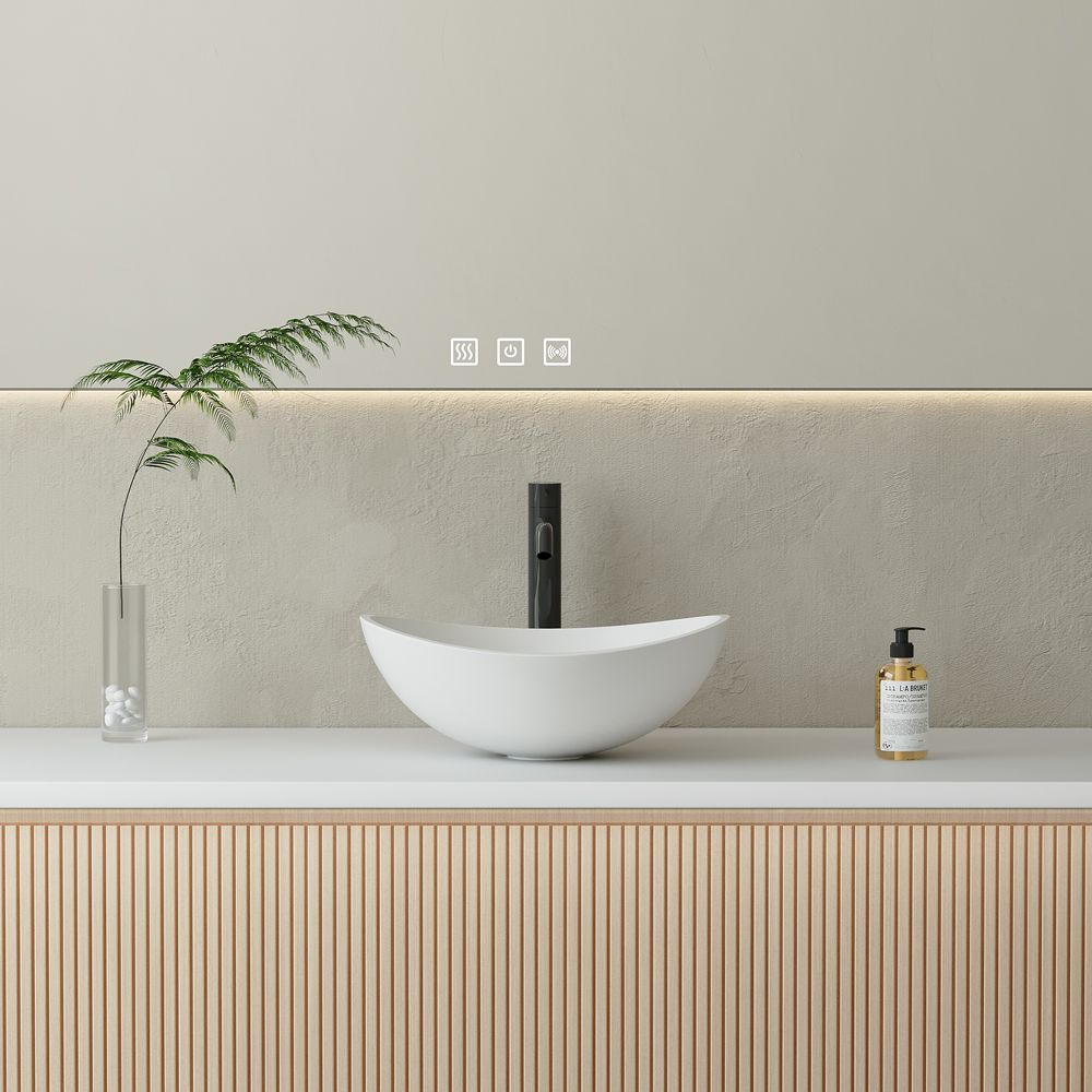 KT-2220 Poly Marble Oval Countertop Basin Vanity Wash Vessel Sink
