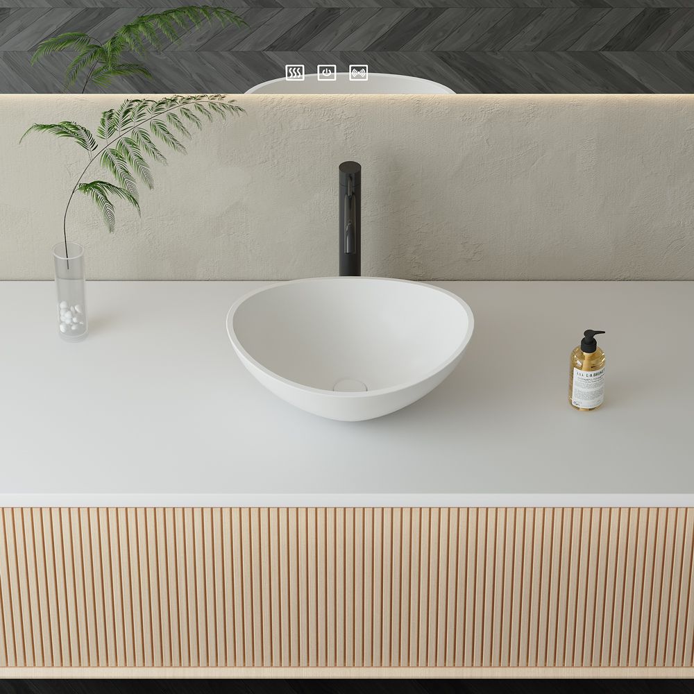 KT-2220 Poly Marble Oval Countertop Basin Vanity Wash Vessel Sink