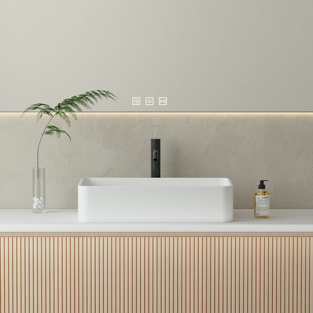 KT-2219 Solid Surface Slim Edge Countertop Rectangle Shape Vessel Sink
