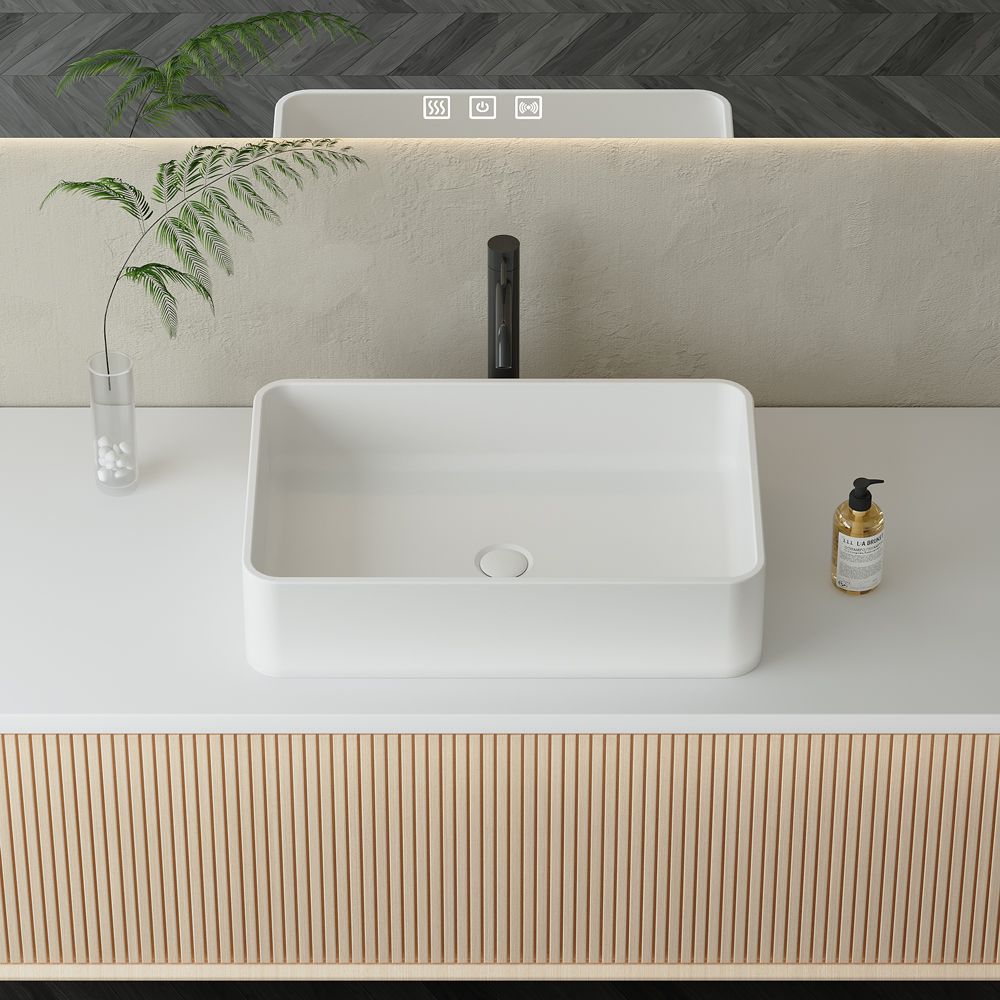 KT-2219 Solid Surface Slim Edge Countertop Rectangle Shape Vessel Sink