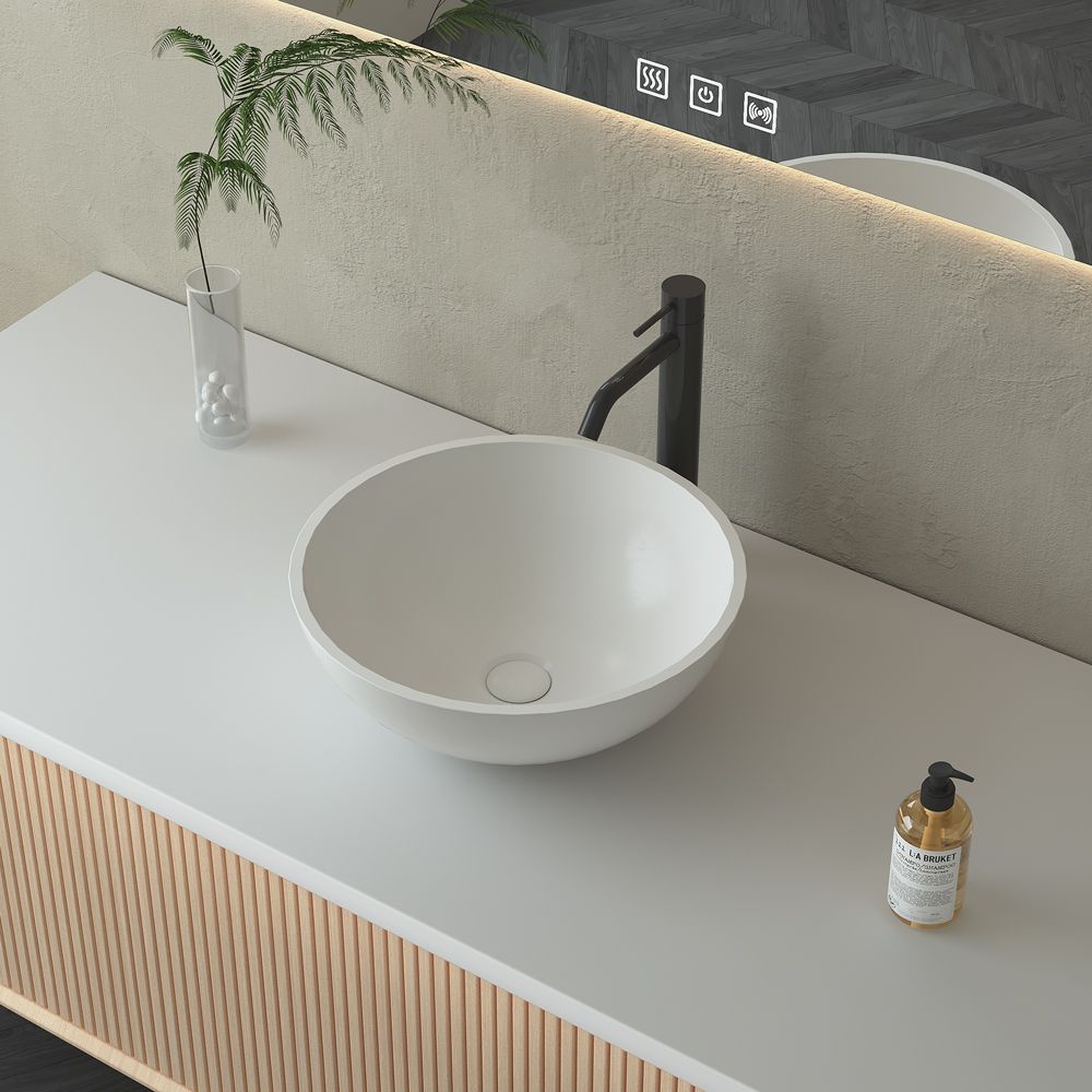 KT-2218 Bowl-Shaped Countertop Sink Poly Marble Countertop Sink