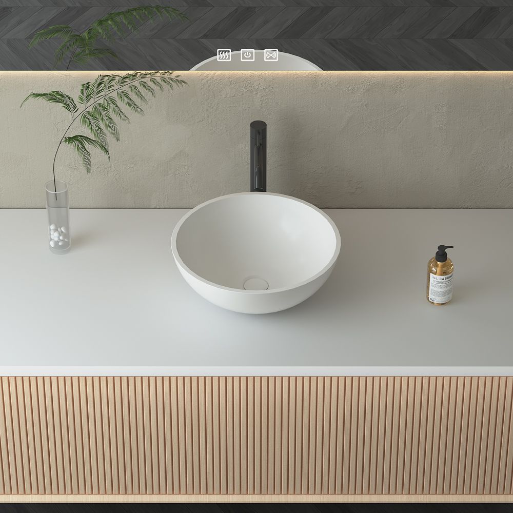 KT-2218 Bowl-Shaped Countertop Sink Poly Marble Countertop Sink