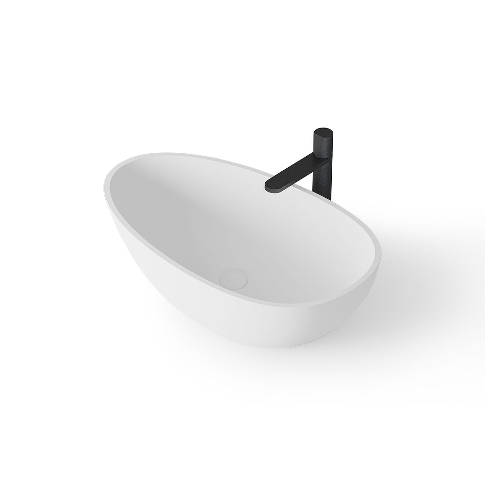 KT-2216 Modern Poly Marble Egg-Shaped Countertop Bathroom Sink Basin