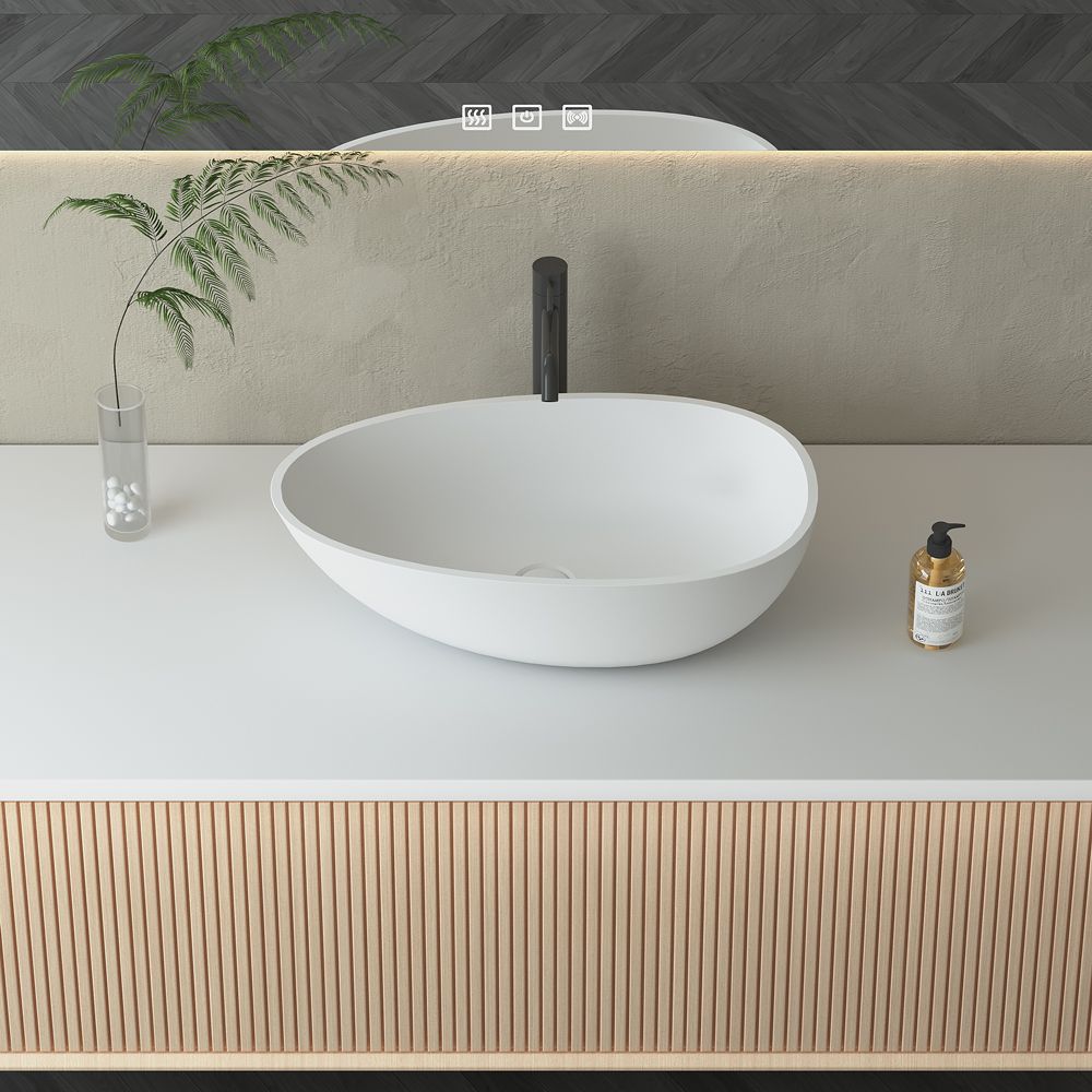 KT-2216 Modern Poly Marble Egg-Shaped Countertop Bathroom Sink Basin