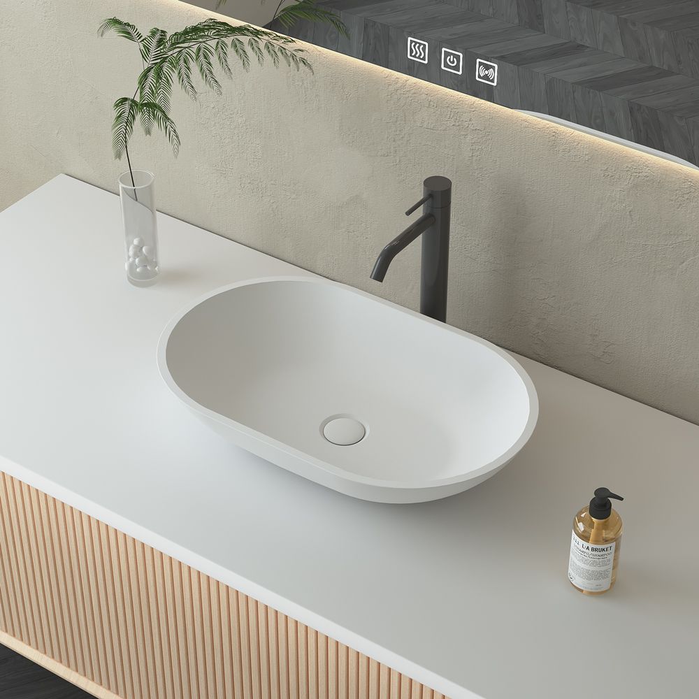 KT-2014 Slim Edge Countertop Sink Bathroom Polymarble Wash Basin