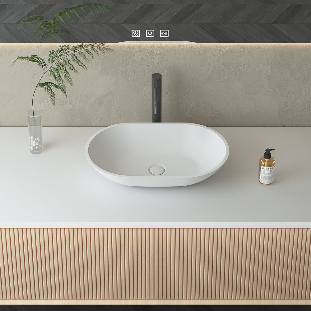KT-2014 Slim Edge Countertop Sink Bathroom Polymarble Wash Basin