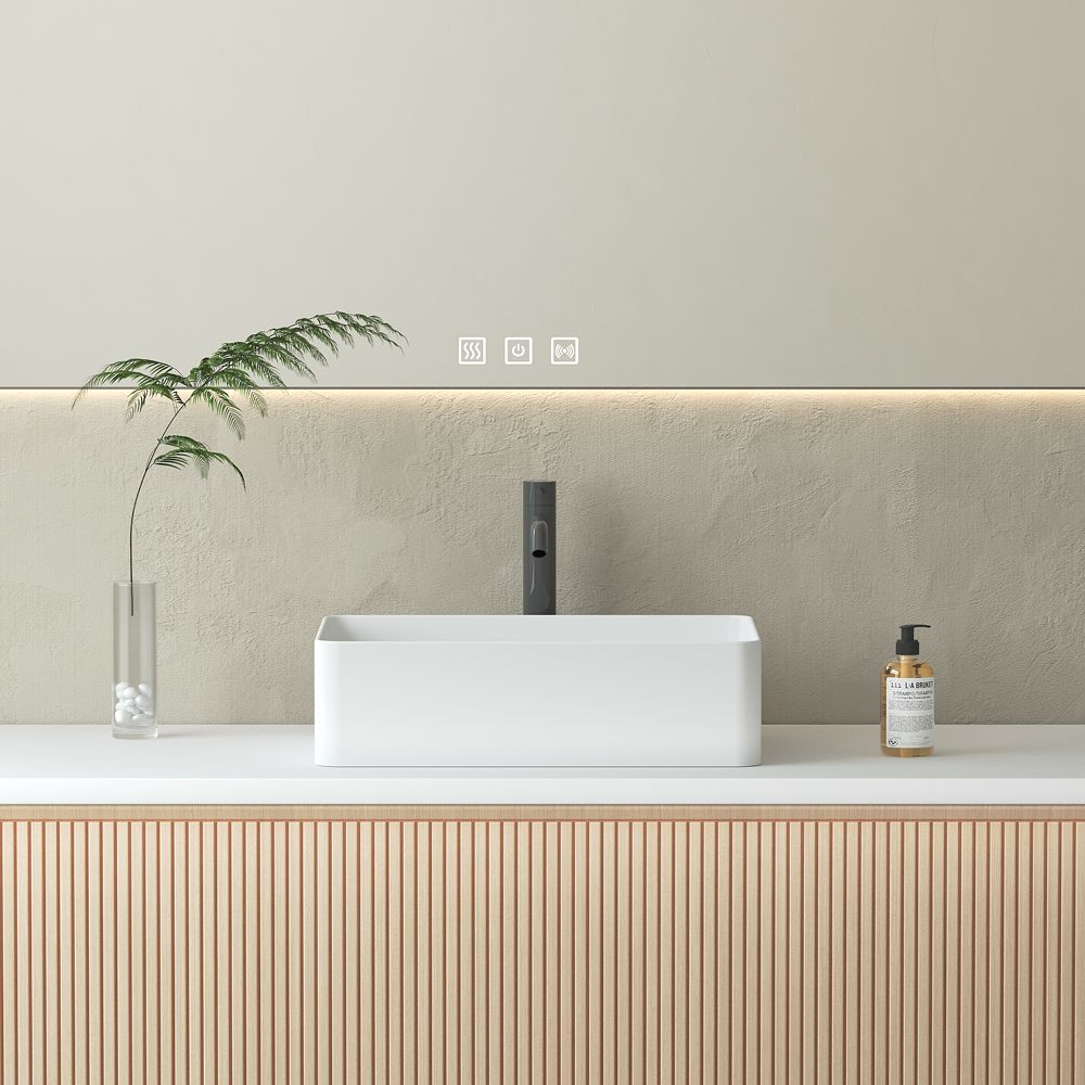 KT-2211 Matt White Vessel Sink Countertop Basin Rectangle Basin