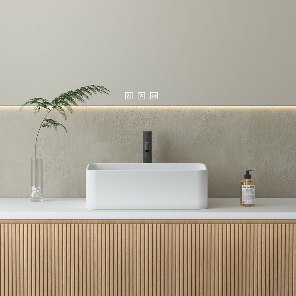 KT-2210 Rectangle Shape Countertop Poly Marble Basin Vessel Sink