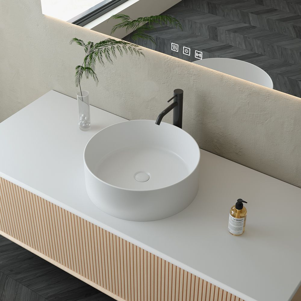 KT-2209 Solid Surface Round Shape Bathroom Countertop Basin