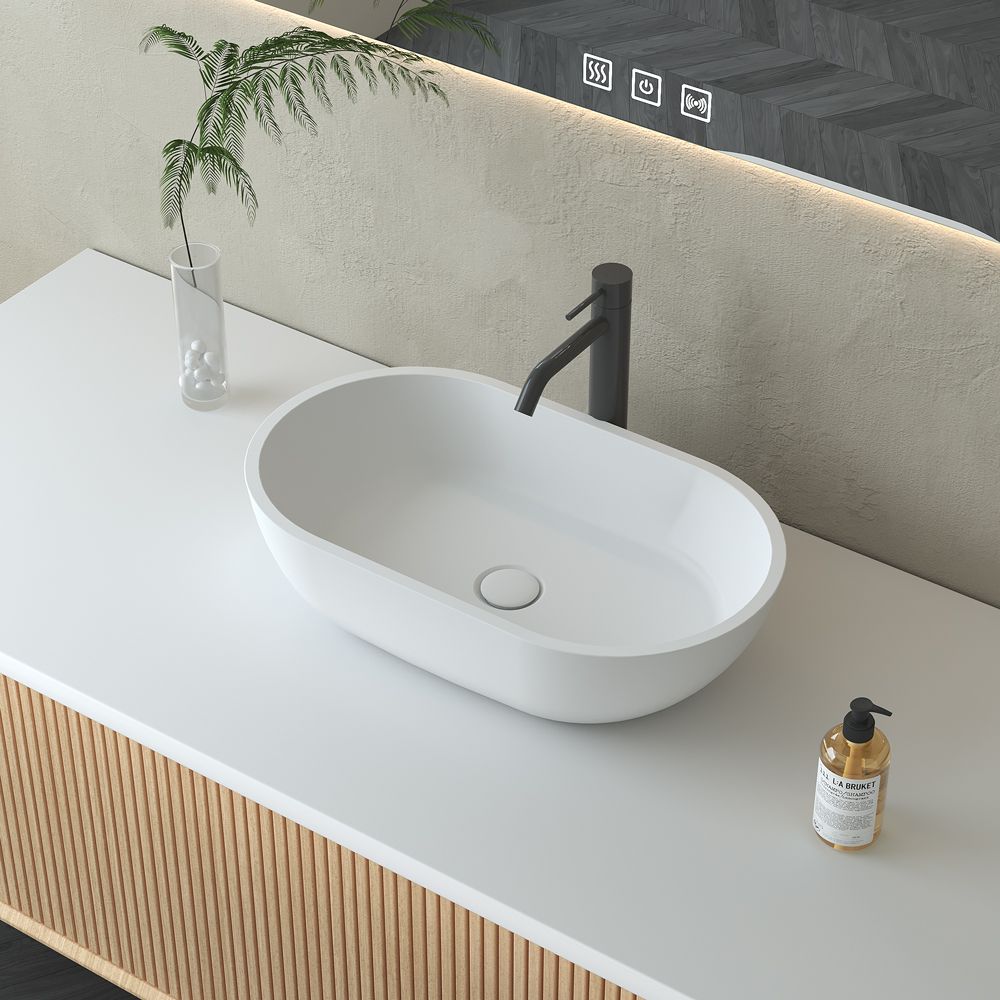 KT-2208 Countertop Wash Basin Poly Marble Stone Bathroom Sink