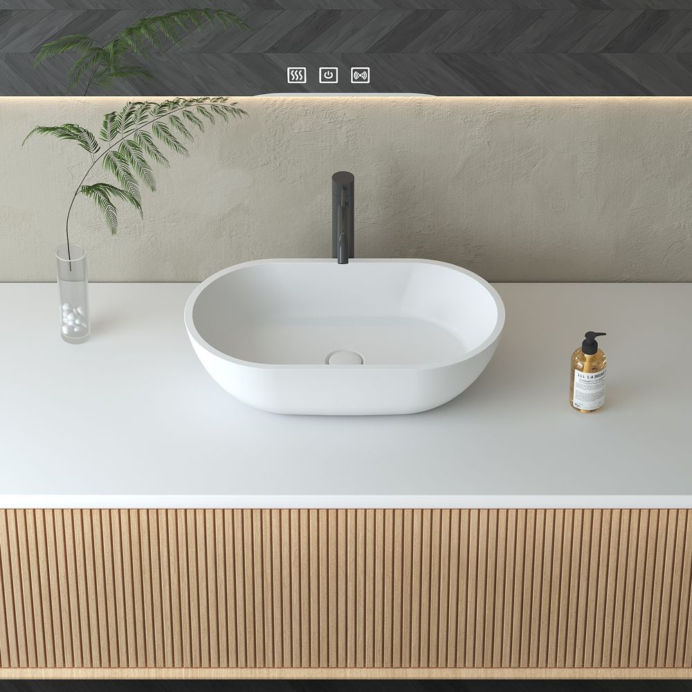 KT-2208 Countertop Wash Basin Poly Marble Stone Bathroom Sink