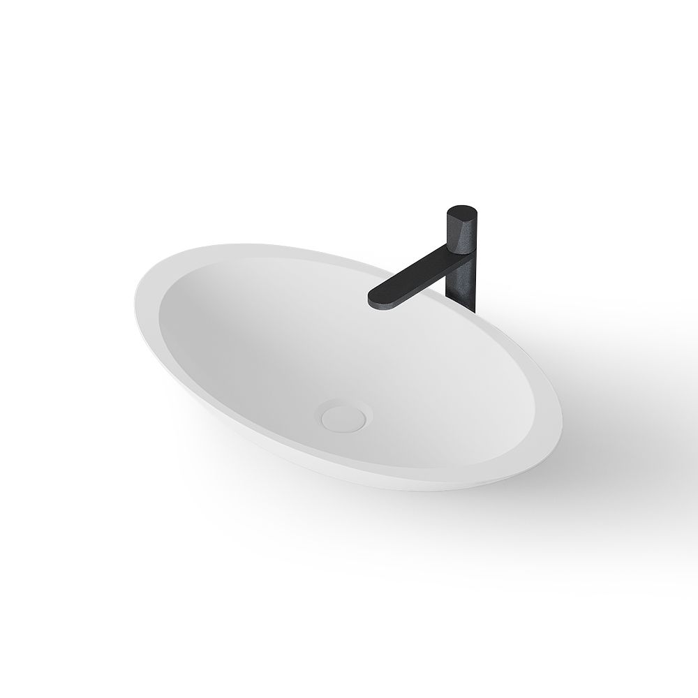 KT-2206 Matt White Vessel Sink Poly Marble Countertop Sink