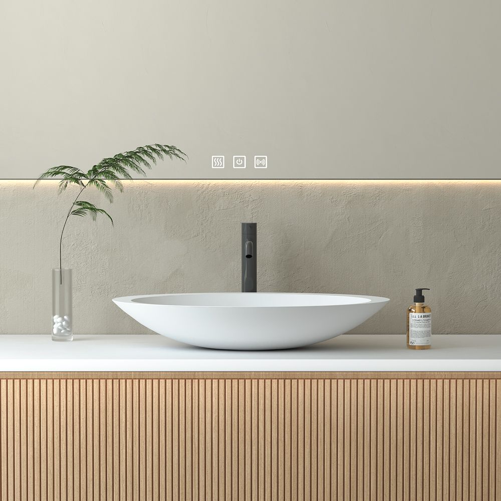 KT-2206 Matt White Vessel Sink Poly Marble Countertop Sink