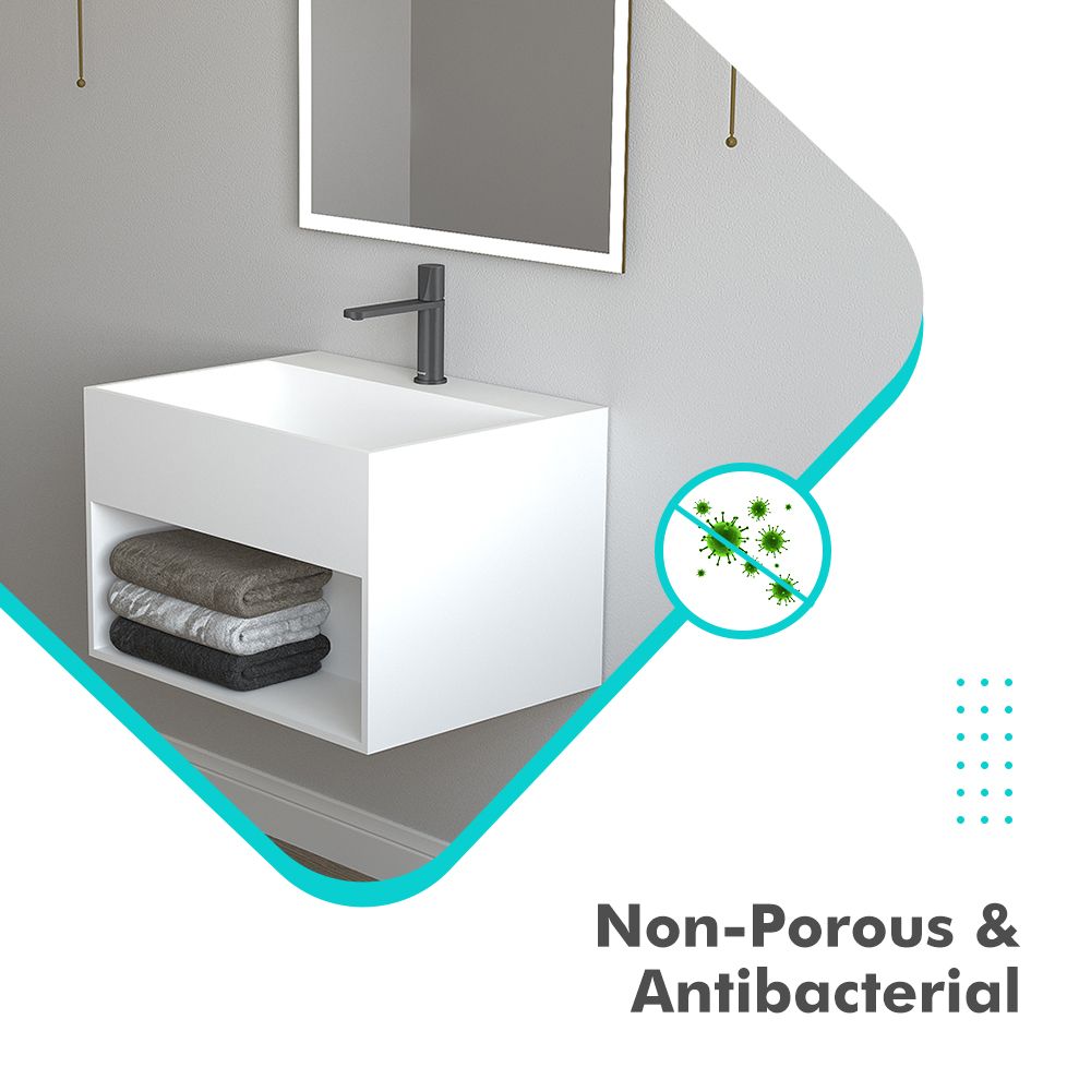 KT-W905 Bathroom Floating Vanity Wall Hung Sink With Storage Space