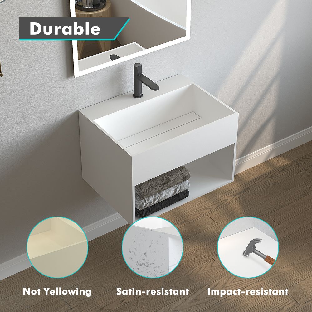KT-W905 Bathroom Floating Vanity Wall Hung Sink With Storage Space