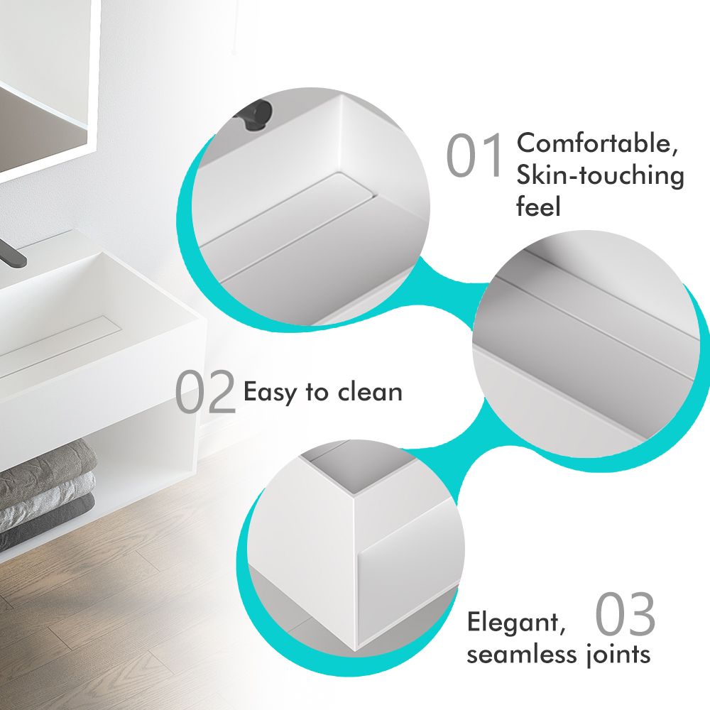 KT-W905 Bathroom Floating Vanity Wall Hung Sink With Storage Space