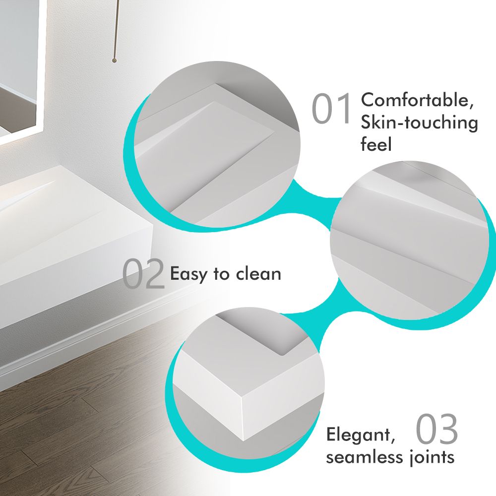 KT-W909 Floating Custom Made Wall Mount Bathroom Sink With Hidden Drain