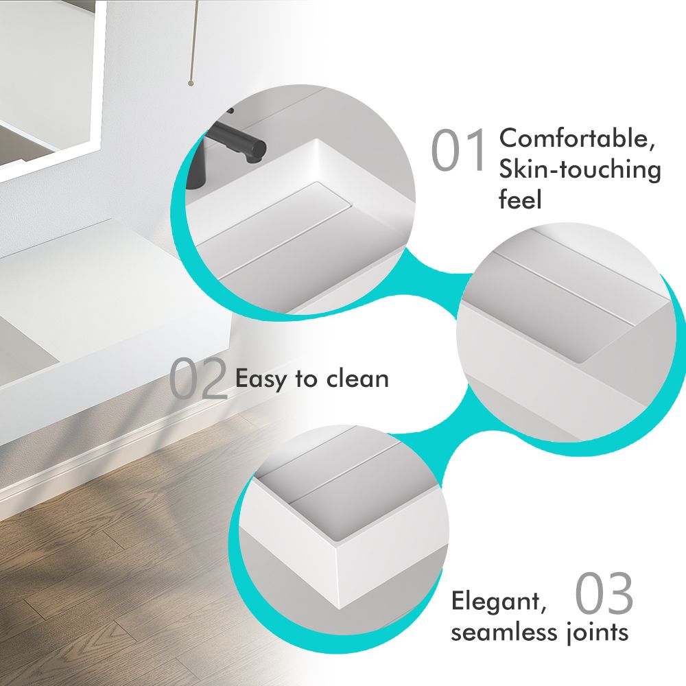KT-W915 Wall Hung Bathroom Sink With Counter Concealed Plate Drain