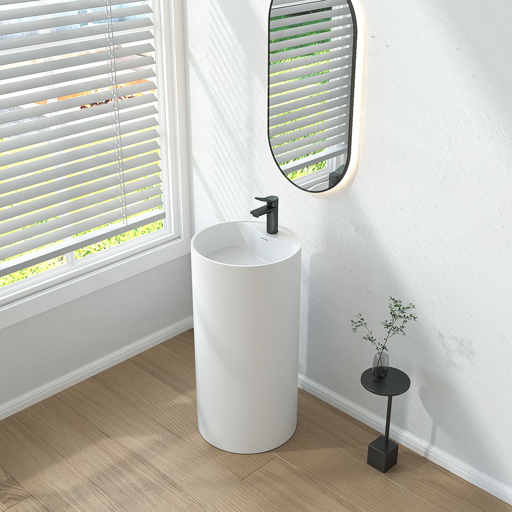KT-6103 Cylinder-shaped Stand Alone Wash Basin With Tap Hole