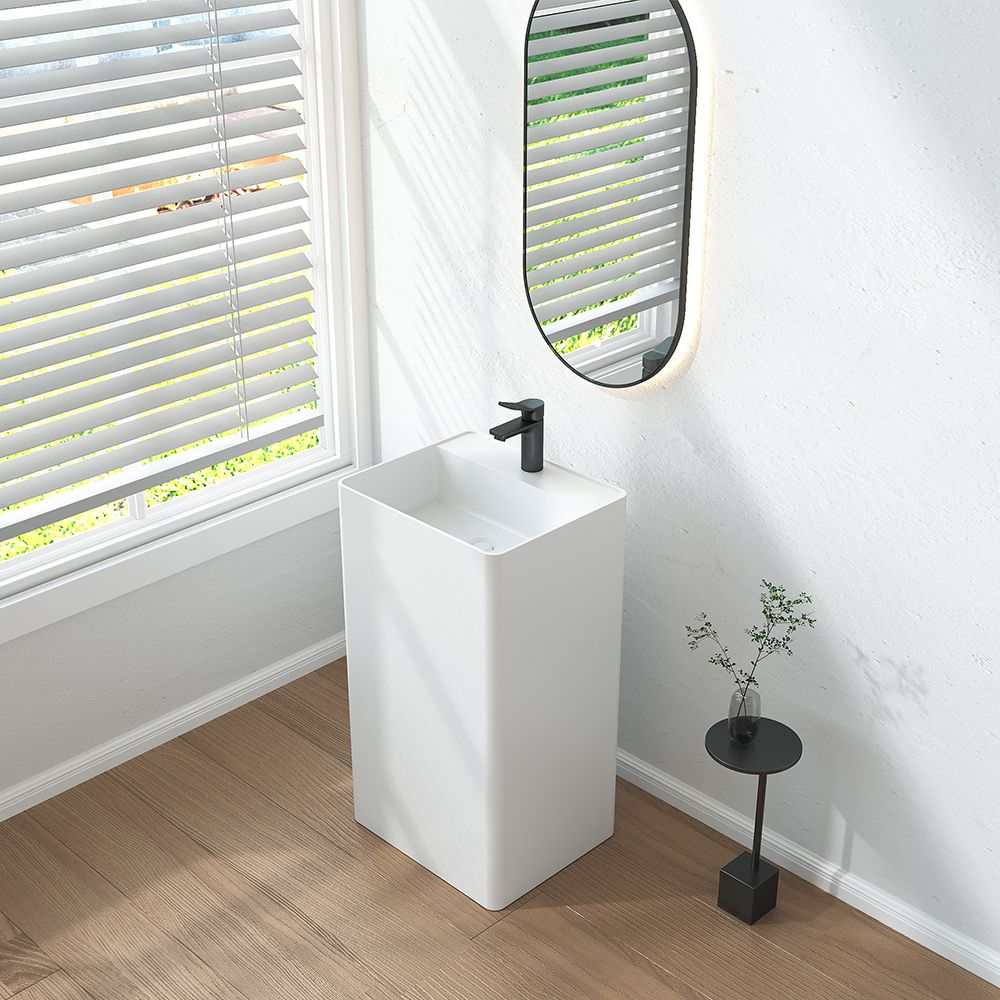 KT-6105 Resin Stone Solid Surface Rectangle Pedestal Sink