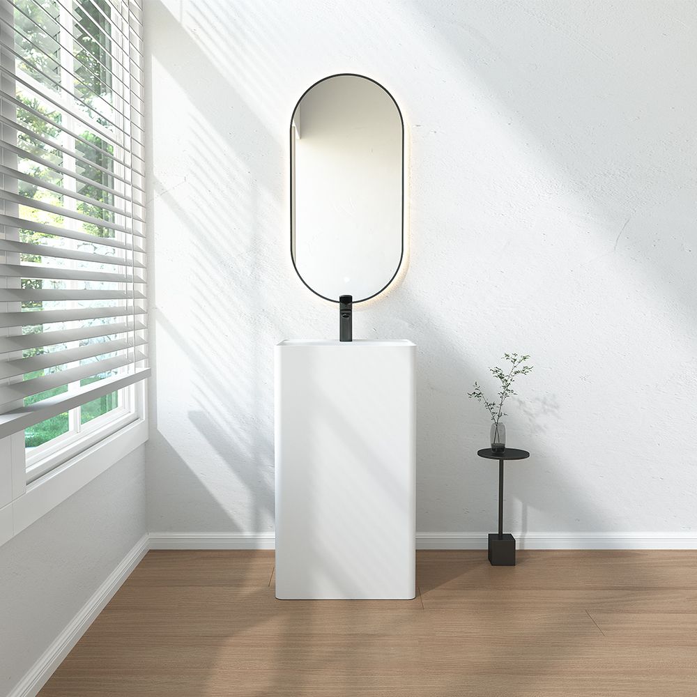 KT-6105 Resin Stone Solid Surface Rectangle Pedestal Sink