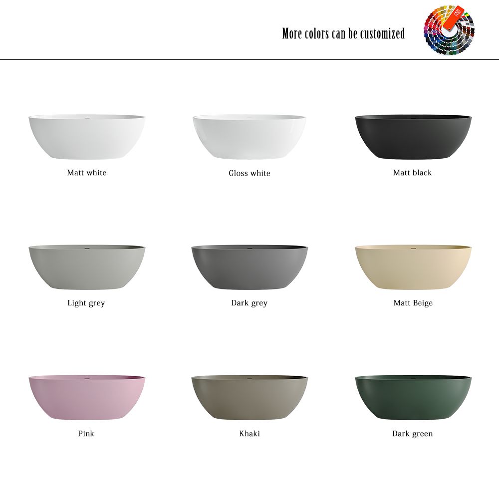 KT-8101 Oval Shape Solid Surface Matt White Freestanding Bathtub