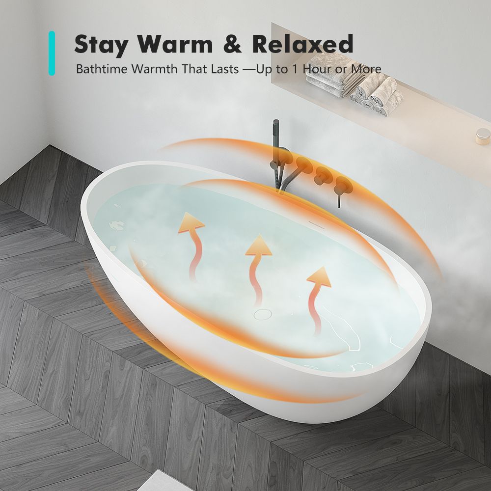 KT-8102 Egg Shape Solid Surface Baths Freestanding Soaking Baths