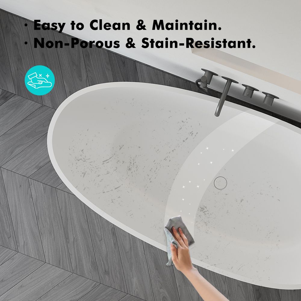 KT-8102 Egg Shape Solid Surface Baths Freestanding Soaking Baths