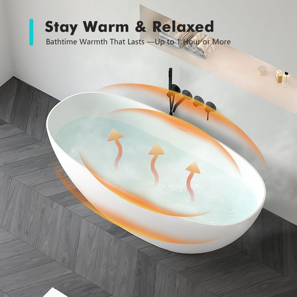 KT-8105 Oval Shape Slim Edge With Overflow Stone Resin Soaking Tub