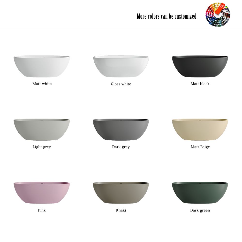 KT-8105 Oval Shape Slim Edge With Overflow Stone Resin Soaking Tub